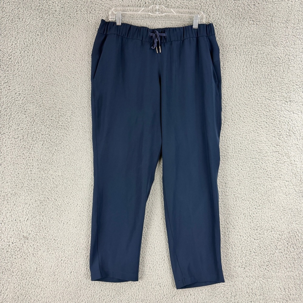 Lululemon On the Fly Pant Womens 12 Navy Blue 7/8 Cropped Drawstring Jogger